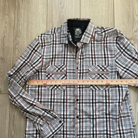 English Laundry Men's Blaque Label Button-Up Shirt Pockets PlaidLarge - Picture 3 of 10